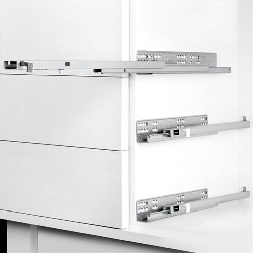 (1 Kit) Paire de coulisses invisibles pour tiroirs, à roulettes, 350 mm, sortie totale, système push, Zingué État correct N/A reconditionné disponible sur Fnac