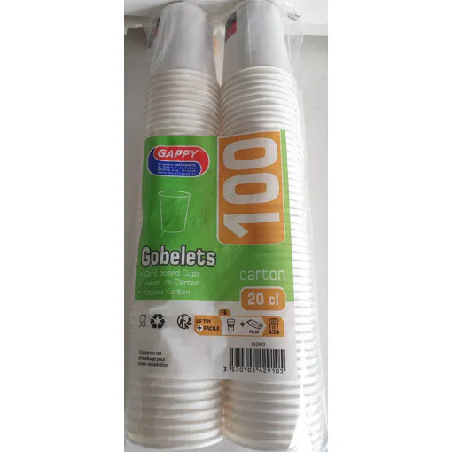 Acheter 100 Gobelets Carton 20cl occasion - 14,95 € 100 Gobelets Carton 20cl occasion reconditionné disponible sur Rakuten