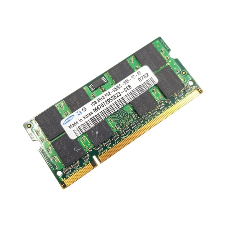 1Go RAM DDR2 SAMSUNG M470T2953EZ3-CE6 SO-DIMM PC2-5300S - Très bon état Très bon état Samsung reconditionné disponible sur Pixmania