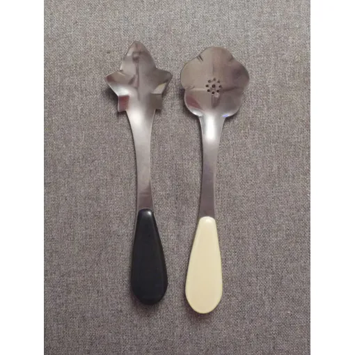 2 Cuillères À Salade En Métal Argenté Et Leurs Manches En Plastique- occasion reconditionné disponible sur Rakuten