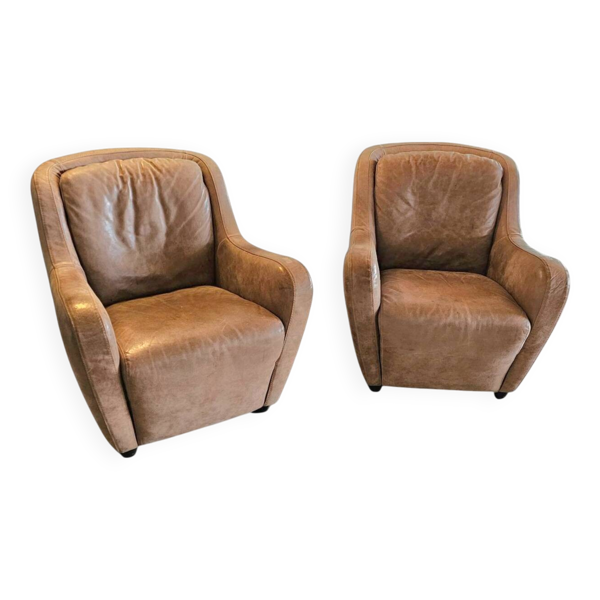 2 fauteuils en cuir marron édités par Natuzzi, années 1980 Bon état - alternatives disponibles sur Dero 2 fauteuils en cuir marron édités par Natuzzi, années 1980 Bon état reconditionné (offre indisponible)