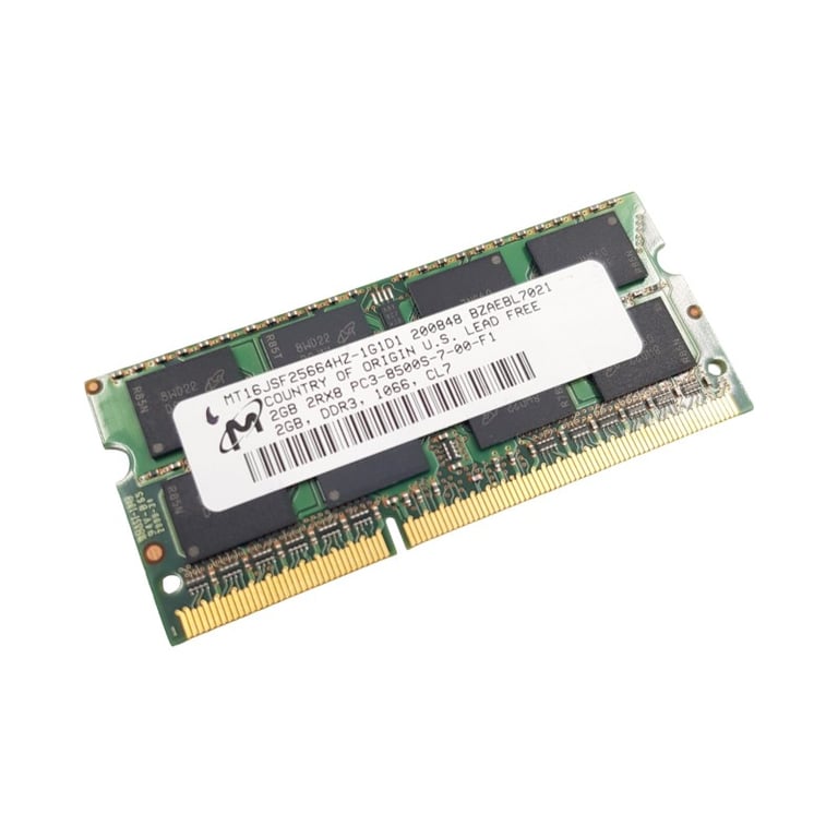 Acheter 2Go RAM DDR3 MT16JSF25664HZ-1G1D1 SO-DIMM PC3-8500S 1066MHz 2Rx8 - Très bon état Très bon état - 14,69 € 2Go RAM DDR3 MT16JSF25664HZ-1G1D1 SO-DIMM PC3-8500S 1066MHz 2Rx8 - Très bon état Très bon état reconditionné disponible sur Pixmania