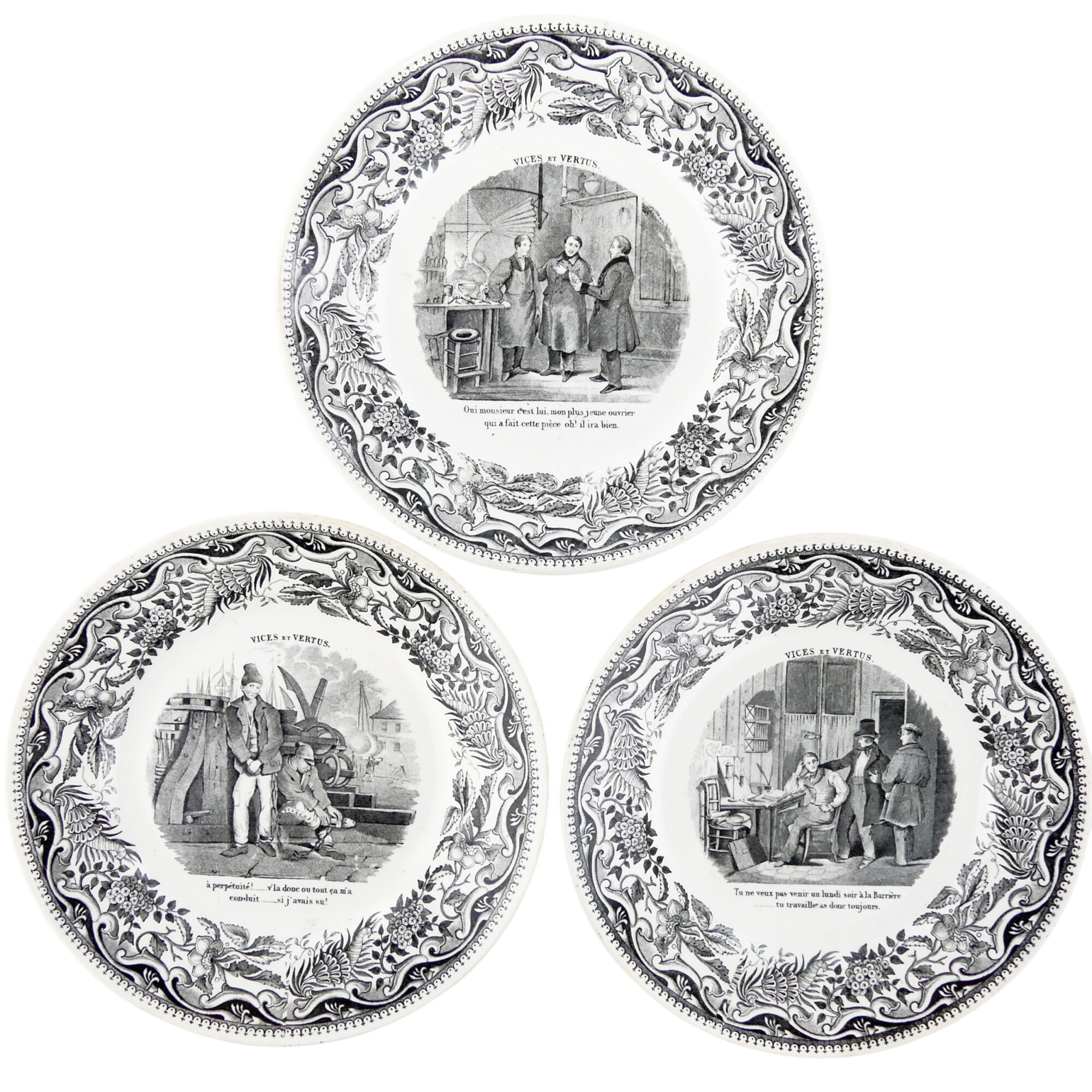 Acheter 3 assiettes parlantes Creil et Montereau série Vices et vertus Bon état - 14,00 € 3 assiettes parlantes Creil et Montereau série Vices et vertus Bon état reconditionné disponible sur Label Emmaüs