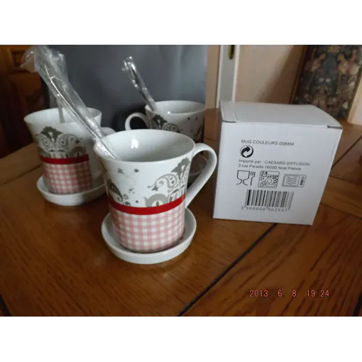 3 Mug Avec Sous Coupe  Et Cuillère occasion reconditionné disponible sur Rakuten