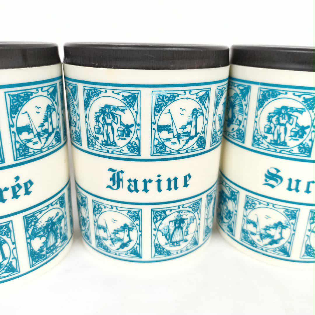 Voir photo 4 de 4 pots de cuisine vintage au décor style Delft 4 pots de cuisine vintage au décor style Delft Bon état reconditionné photo 4