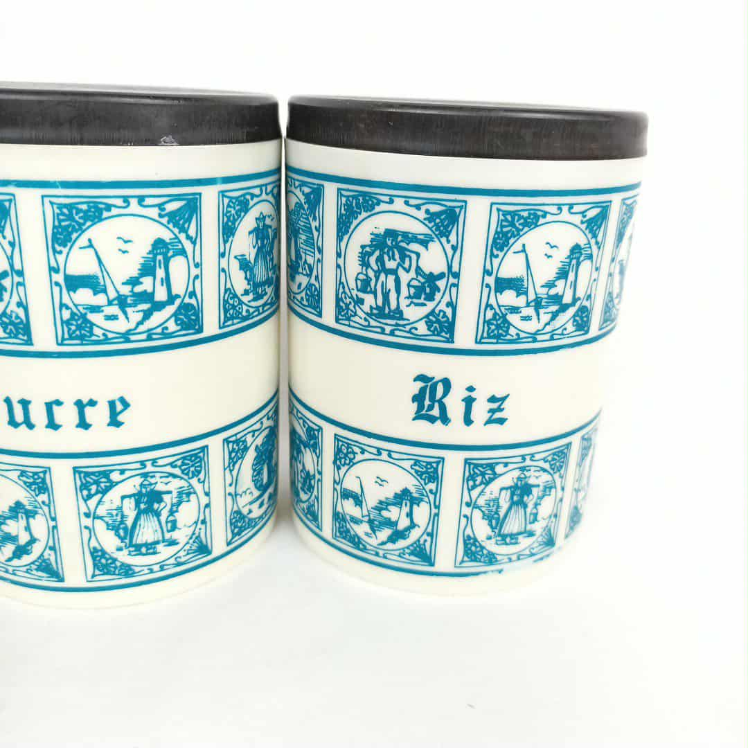 Voir photo 6 de 4 pots de cuisine vintage au décor style Delft 4 pots de cuisine vintage au décor style Delft Bon état reconditionné photo 6