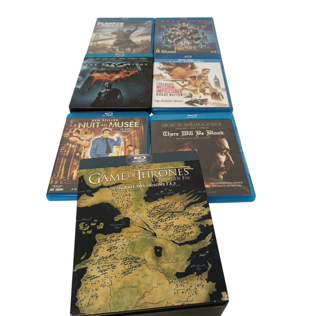 6 Blu-ray divers + coffret Games of trône Très bon état - 17,60 € 6 Blu-ray divers + coffret Games of trône Très bon état reconditionné disponible sur Label Emmaüs