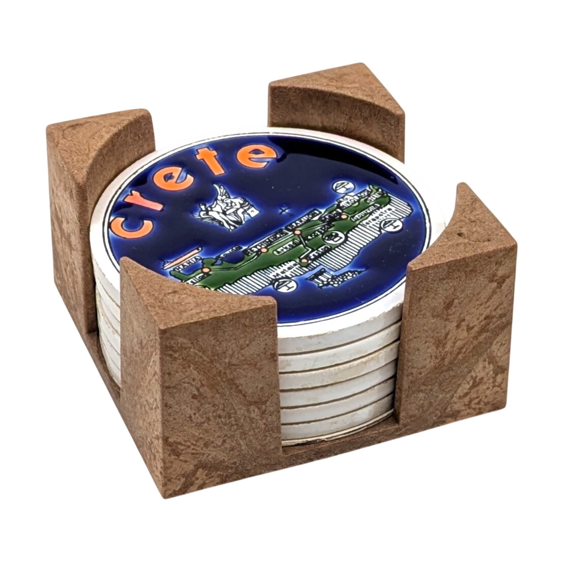 Acheter 6 sous-verres en céramique Tassoulis, Grèce, avec support - 10,00 € 6 sous-verres en céramique Tassoulis, Grèce, avec support reconditionné disponible sur Label Emmaüs
