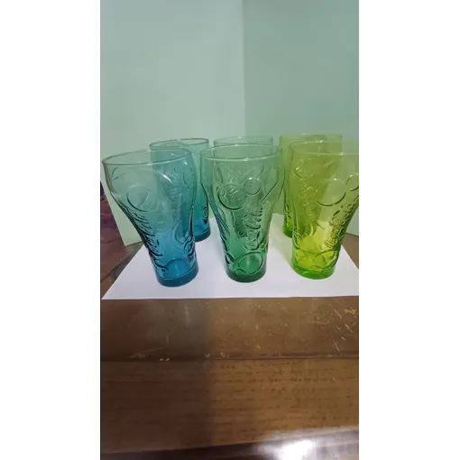 6 Verres Coca Cola Mcdonalds : Bleu Vert, Jaune Bon état reconditionné disponible sur Rakuten