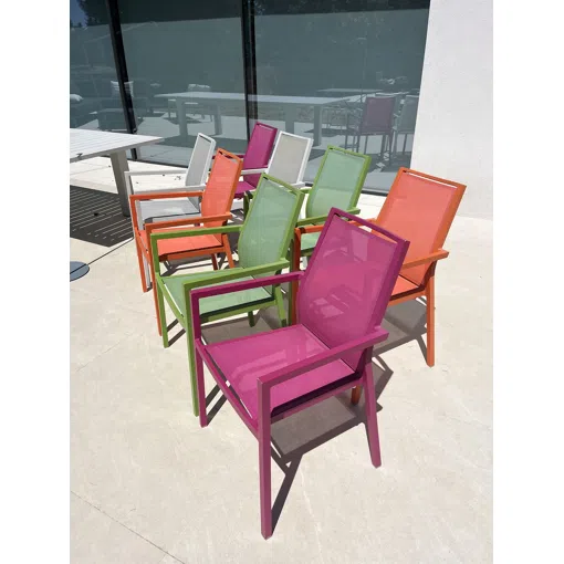 8 fauteuils de jardin Élégance, aluminium, peinture Epoxy, et toile TPEP, 4 coloris occasion reconditionné disponible sur Rakuten