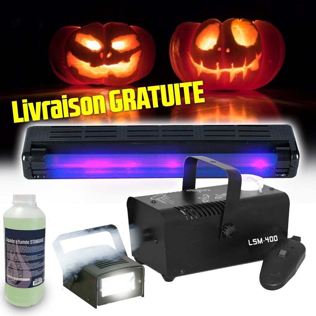 Accessoires audio Pack HALLOWEEN Boost FOG & FEAR 2 avec Machine à fumée + 1L de liquide, Réglette UV + Mini Strobe Reconditionné - 112,99 € Accessoires audio Pack HALLOWEEN Boost FOG & FEAR 2 avec Machine à fumée + 1L de liquide, Réglette UV + Mini Strobe Reconditionné N/A reconditionné disponible sur Backmarket