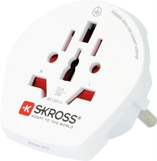 Adaptateur de voyage Skross Universel vers Europe Blanc État correct Skross reconditionné disponible sur Fnac