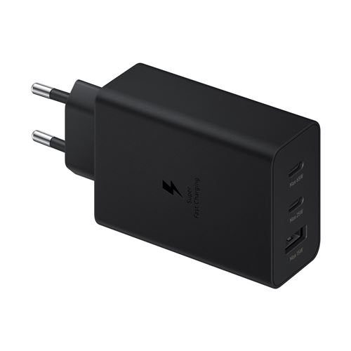 Adapteur secteur ultra rapide universel Samsung Trio avec 2 USB-C et 1 USB-A 65 W Noir État correct Samsung reconditionné disponible sur Fnac