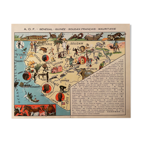 Affiche ancienne carte de l'Afrique Occidentale Française Sénégal Guinée Soudan - 1931 Bon état - alternatives disponibles sur Dero Affiche ancienne carte de l'Afrique Occidentale Française Sénégal Guinée Soudan - 1931 Bon état reconditionné (offre indisponible)