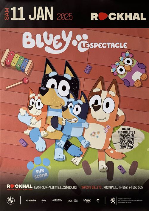 Acheter Affiche - Bluey Le Spectacle - Luxembourg 2025 - 60x84cm État correct - 17,99 € Affiche - Bluey Le Spectacle - Luxembourg 2025 - 60x84cm État correct N/A reconditionné disponible sur Fnac