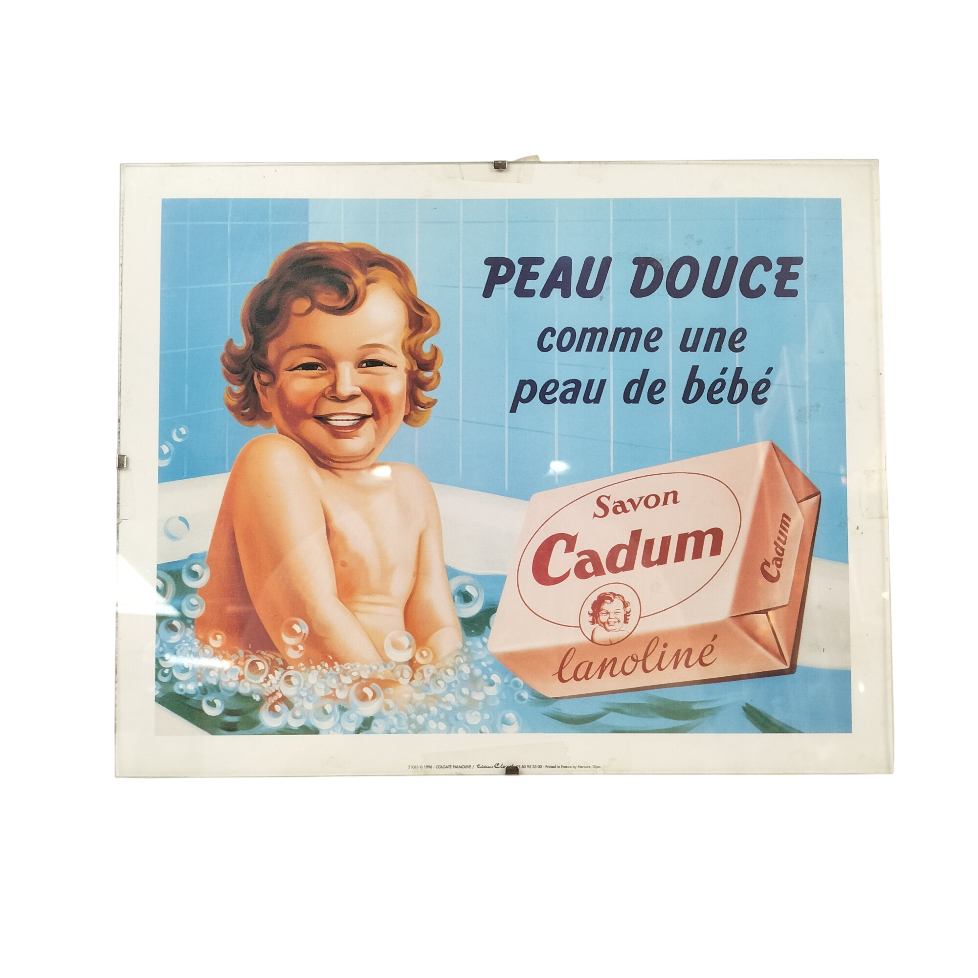 Acheter Affiche publicitaire vintage Savon Cadum Lanoliné – Édition 1996 Bon état - 10,50 € Affiche publicitaire vintage Savon Cadum Lanoliné – Édition 1996 Bon état reconditionné disponible sur Label Emmaüs