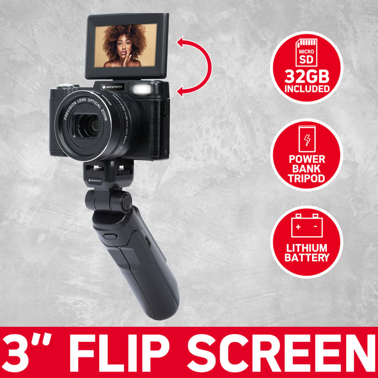 Agfaphoto Vlogging camera avec zoom optique x5 et accessoires. - Excellent état Parfait état Agfa Photo reconditionné photo 3 | Dero