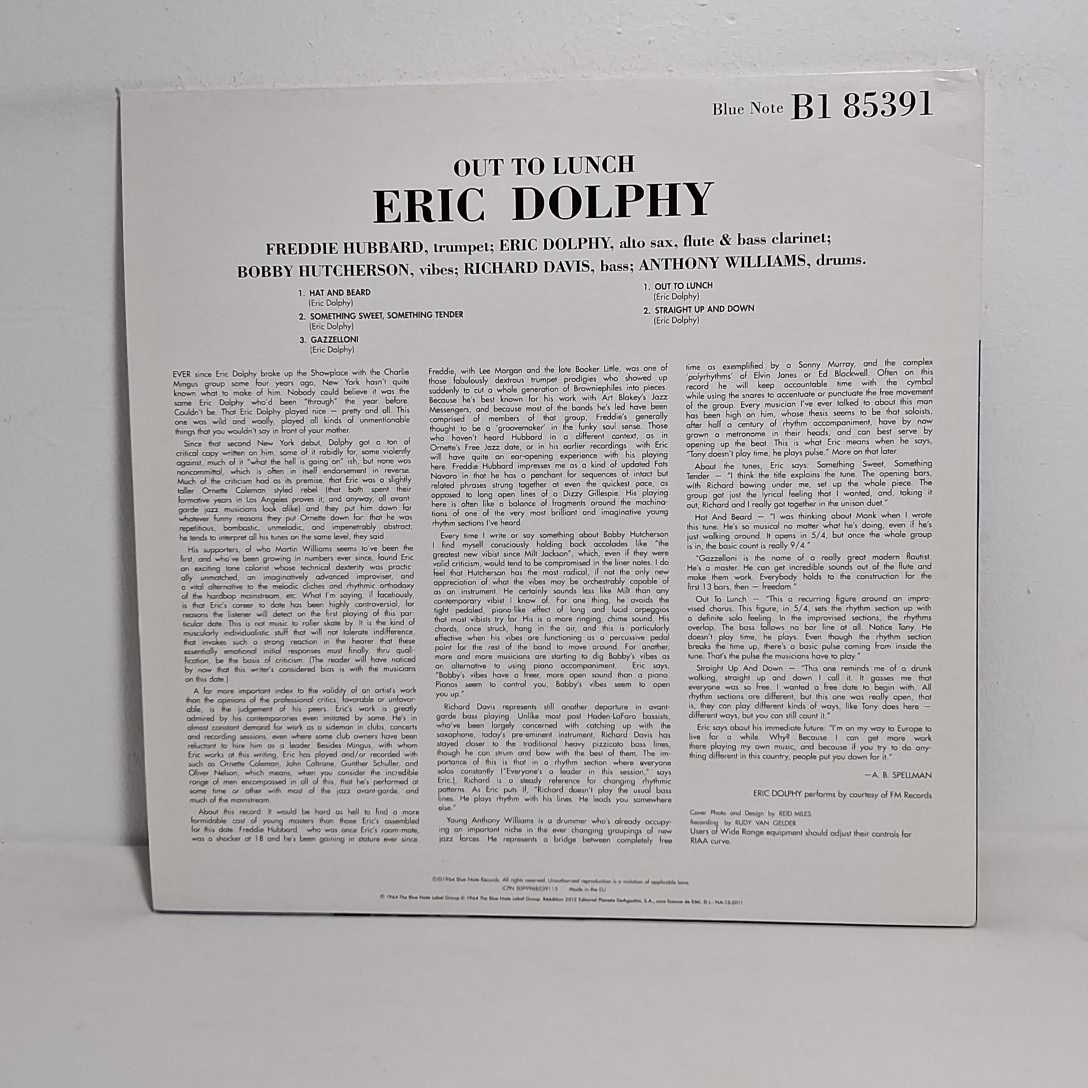 Voir photo 3 de Album Eric DOLPHY" Out to lunch" en vinyle 33t réédition Album Eric DOLPHY" Out to lunch" en vinyle 33t réédition État correct reconditionné photo 3