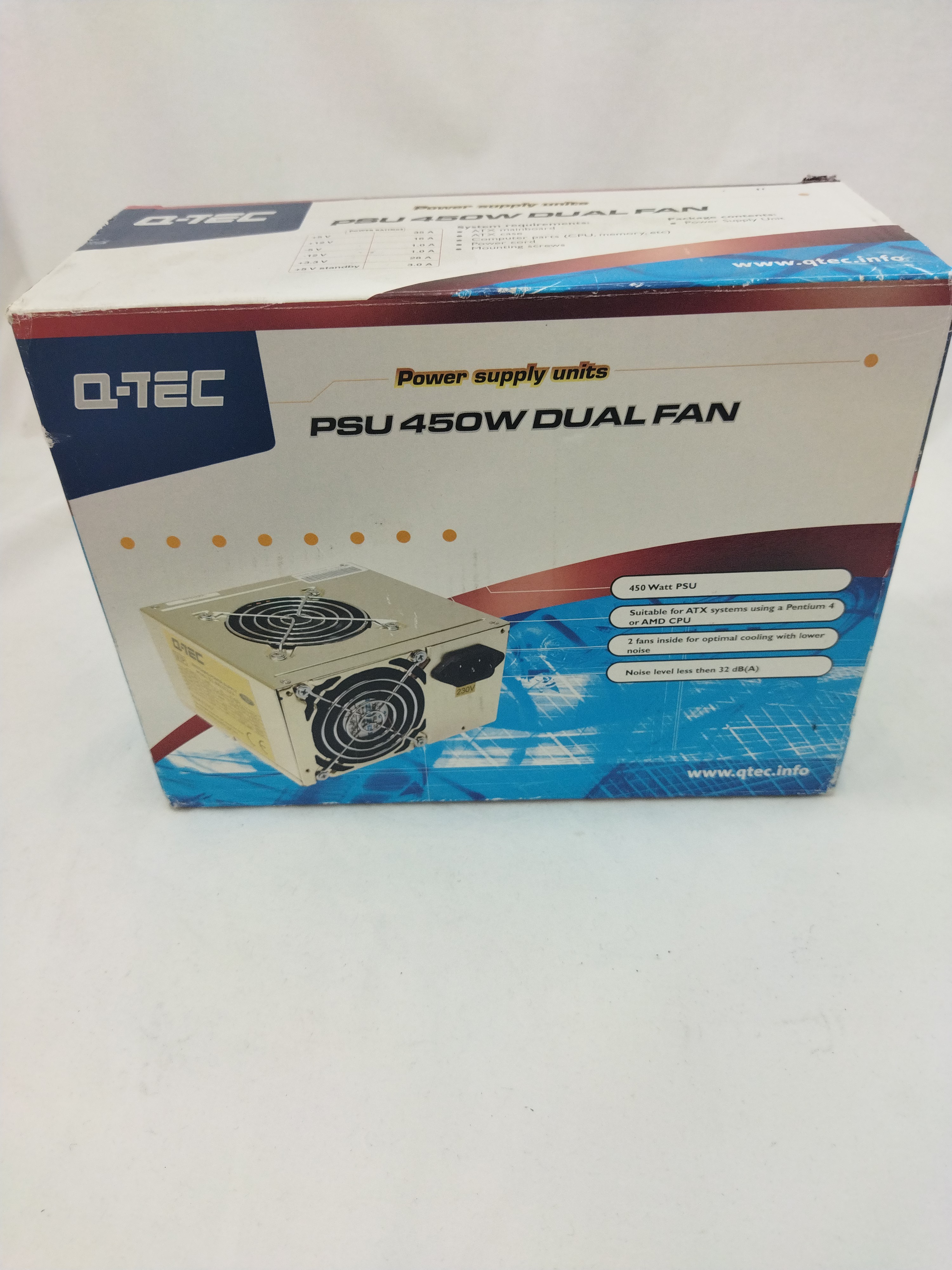 Voir photo 2 de Alimentation PC Q-Tec PSU 450W Dual FAN ST-450ATXP4 Alimentation PC Q-Tec PSU 450W Dual FAN ST-450ATXP4 Très bon état reconditionné photo 2