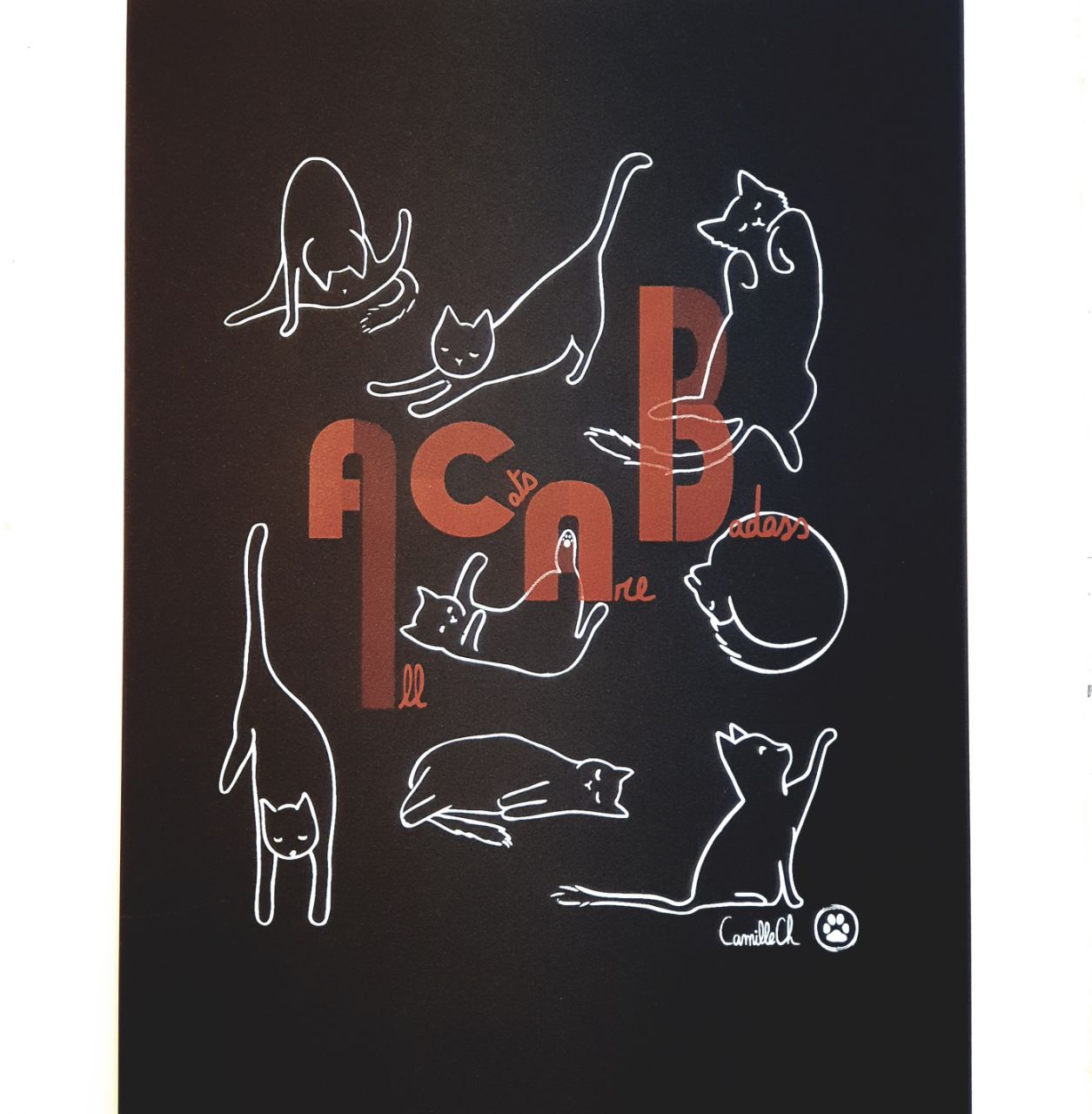 "All Cats Are Badass" - Fond noir - Affiche sérigraphiée A3 Parfait état - 12,00 € "All Cats Are Badass" - Fond noir - Affiche sérigraphiée A3 Parfait état reconditionné disponible sur Label Emmaüs
