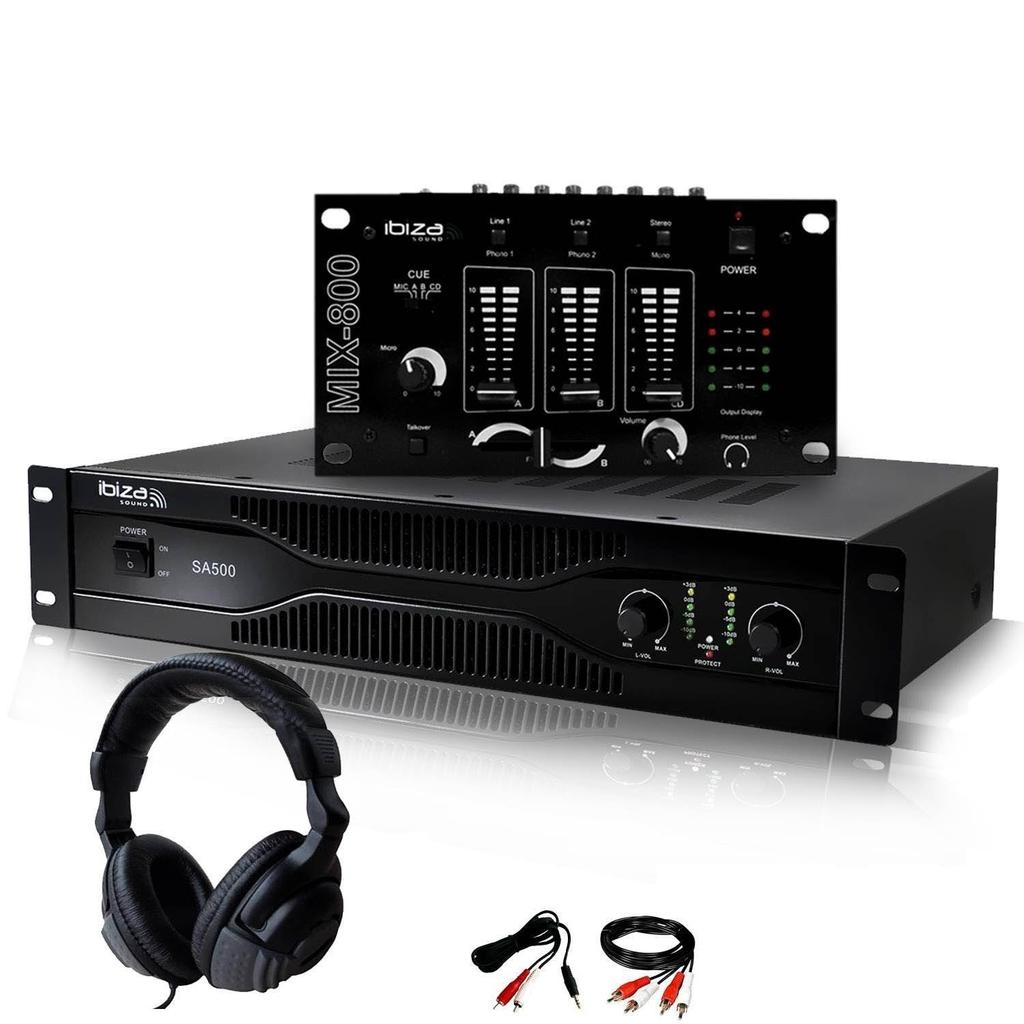 Amplificateur Pack Sono Dj Amplificateur 500W IBIZA SOUND SA500 + Table de mixage MIX800 + CASQUE + Câblages RCA + PC Reconditionné Ibiza Sound reconditionné disponible sur Backmarket