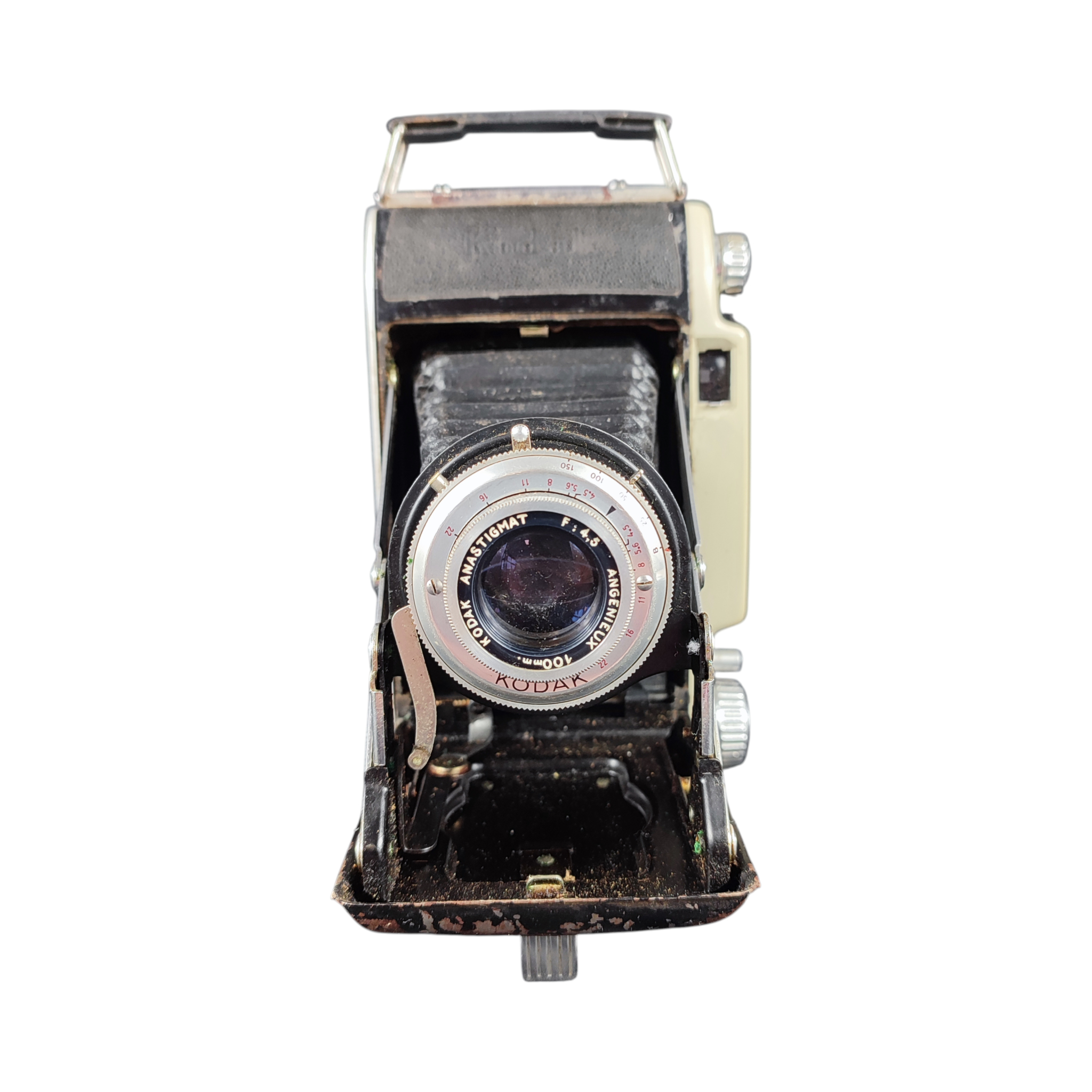 Voir photo 2 de Ancien appareil photo argentique à soufflet KODAK B31 avec objectif Anastigmat F/4.5 Angenieux 100 mm Ancien appareil photo argentique à soufflet KODAK B31 avec objectif Anastigmat F/4.5 Angenieux 100 mm reconditionné photo 2
