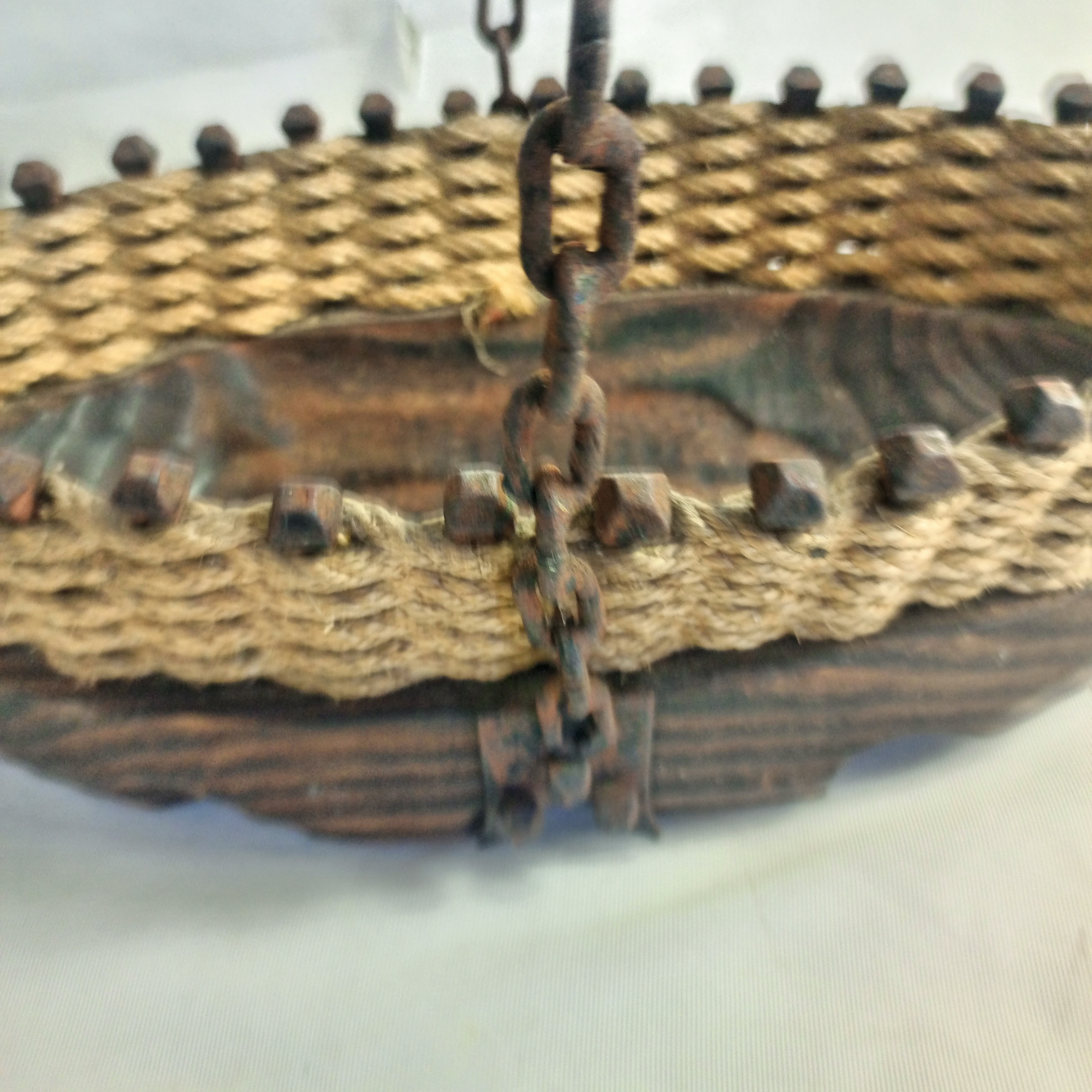 Voir photo 2 de Ancien Panier Vintage À Œufs Artisanal Fer Forgé Cordage Ancien Panier Vintage À Œufs Artisanal Fer Forgé Cordage État correct reconditionné photo 2