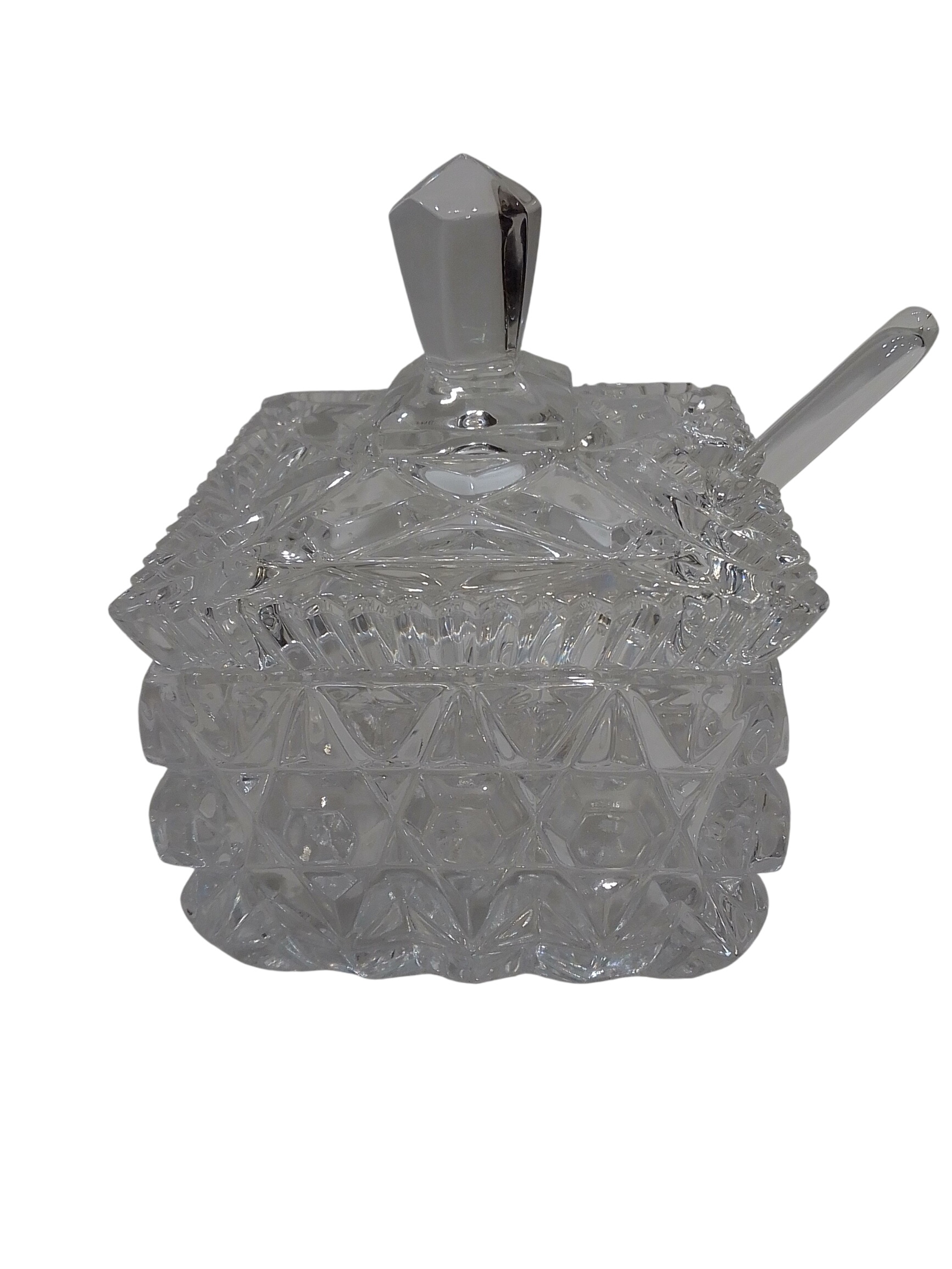 Ancien sucrier avec sa cuillère en verre - 40,00 € Ancien sucrier avec sa cuillère en verre reconditionné disponible sur Label Emmaüs