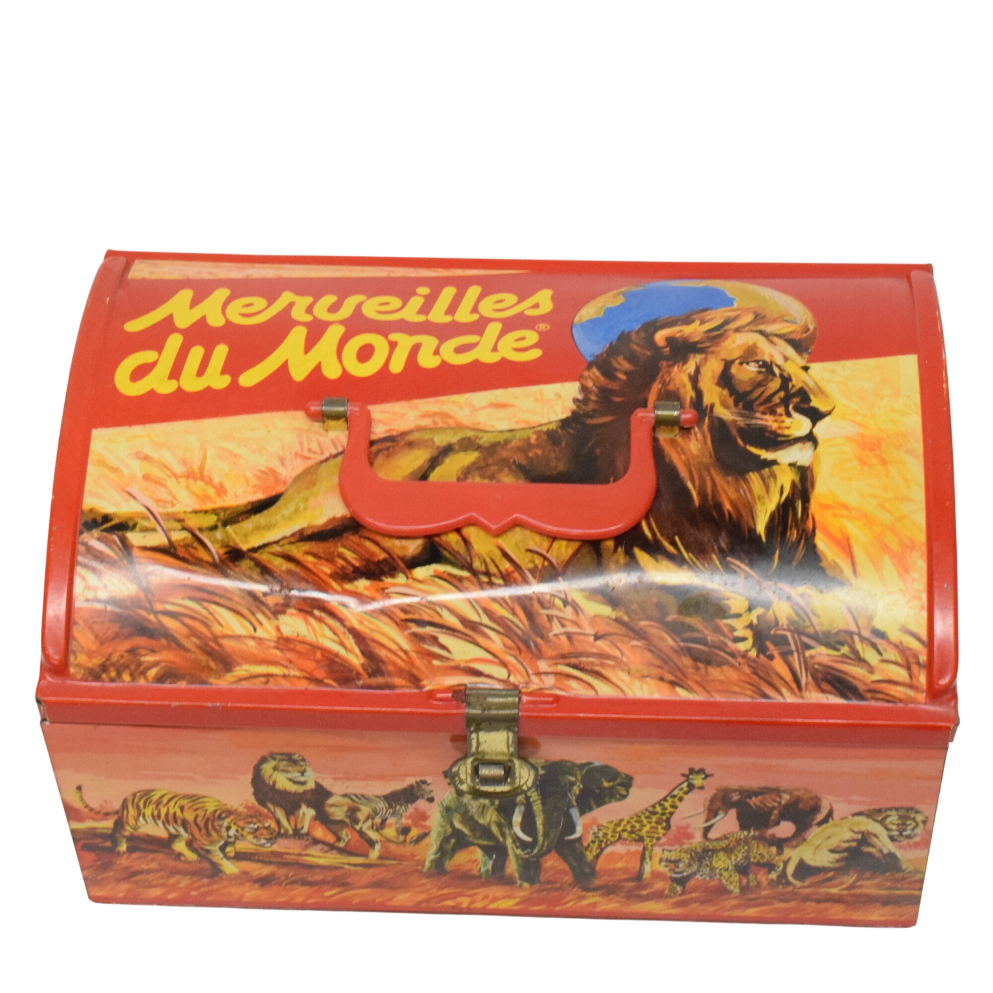 Acheter Ancienne boite à lunch en tôle lithographiée Merveille du monde chocolat Nestlé État correct - 10,00 € Ancienne boite à lunch en tôle lithographiée Merveille du monde chocolat Nestlé État correct reconditionné disponible sur Label Emmaüs