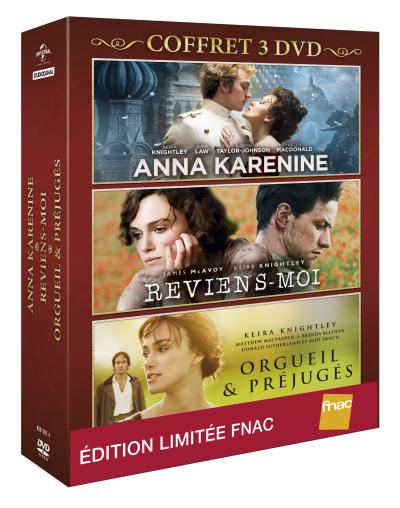 Anna Karenine - Orgueil et préjugés - Reviens-moi Coffret 3 DVD Edition Spéciale Fnac État correct - 58,60 € Anna Karenine - Orgueil et préjugés - Reviens-moi Coffret 3 DVD Edition Spéciale Fnac État correct reconditionné disponible sur Fnac | Dero