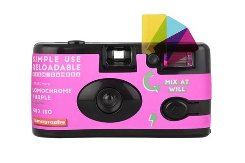 Appareil photo argentique jetable et rechargeable 24x36 Lomography Simple Use Reloadable Camera Lomochrome Purple - Réutilisable État correct reconditionné disponible sur Fnac