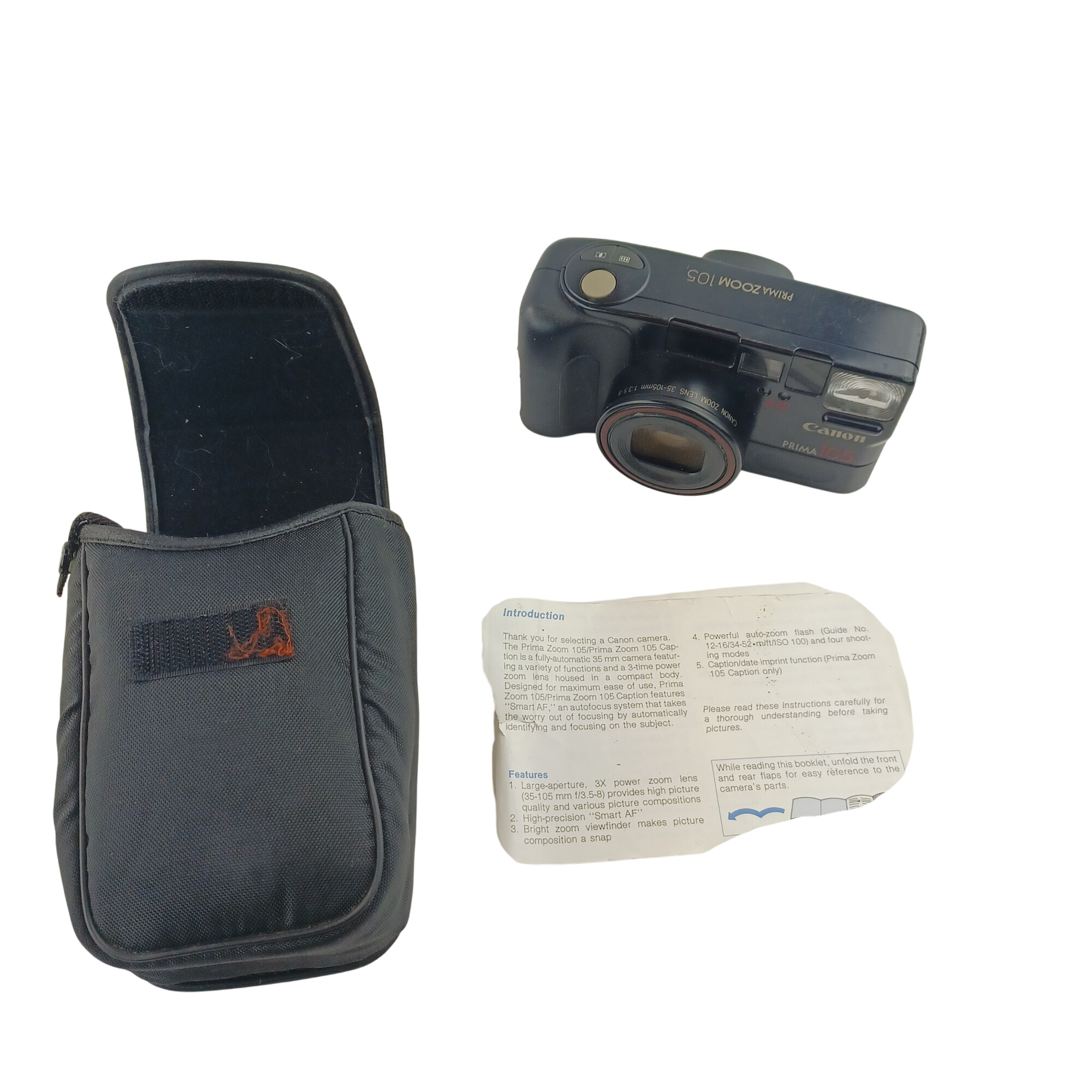 Appareil photo Canon Prima 105 avec batterie lithium KL2CR5 sans chargeur, pellicule dedans, zoom 35-105, flash intégré, mode yeux rouges, retardateur et rafale, avec pochette et mode d'emploi très bon état - 10,00 € Appareil photo Canon Prima 105 avec batterie lithium KL2CR5 sans chargeur, pellicule dedans, zoom 35-105, flash intégré, mode yeux rouges, retardateur et rafale, avec pochette et mode d'emploi très bon état reconditionné disponible sur Label Emmaüs