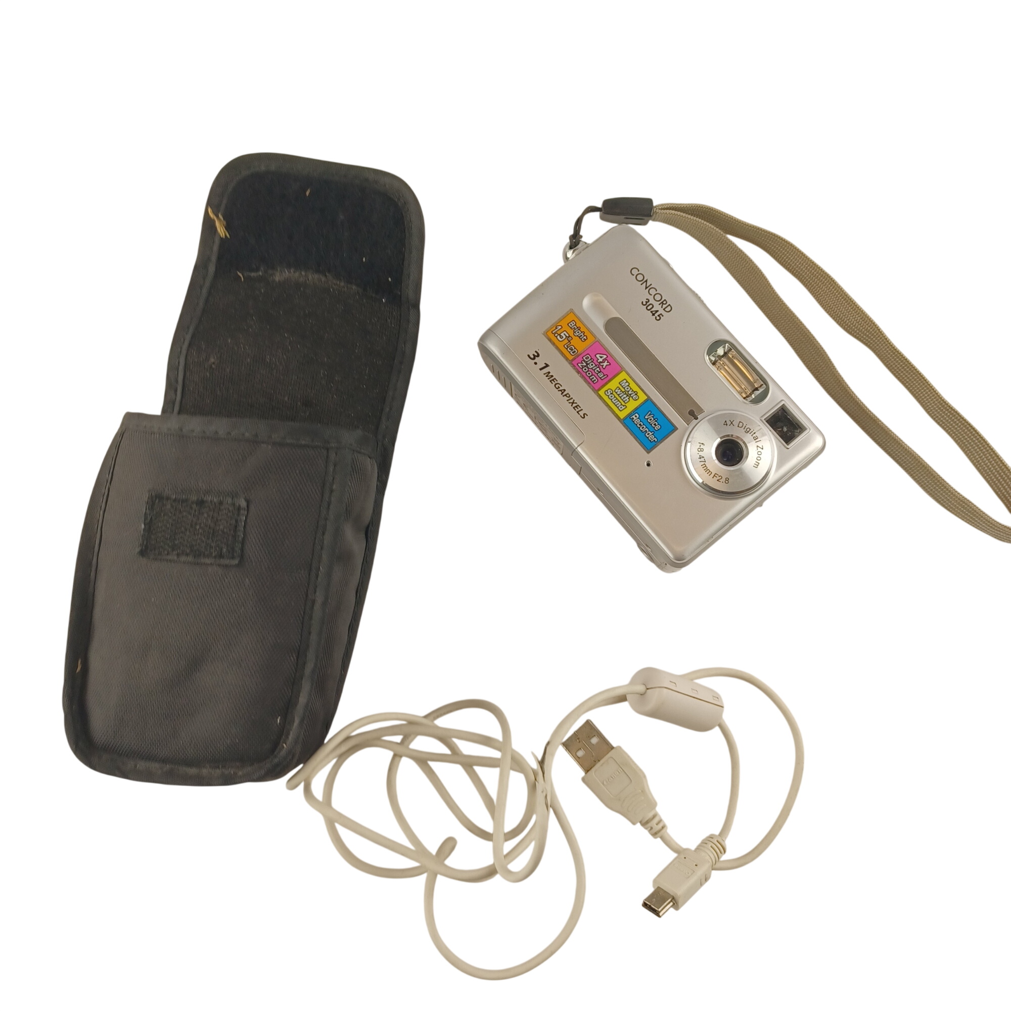 Appareil photo Concord 3045 – Compact argentique vintage – Avec câble et pochette Très bon état - 10,00 € Appareil photo Concord 3045 – Compact argentique vintage – Avec câble et pochette Très bon état reconditionné disponible sur Label Emmaüs