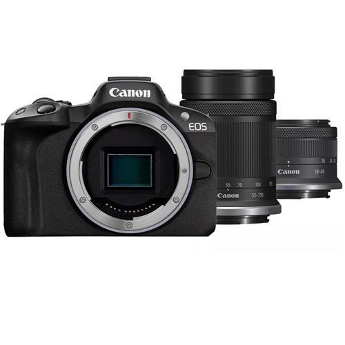 Appareil photo hybride Canon EOS R50 + RF-S 18-45mm f/4.5-6.3 IS STM + RF-S 55-210mm f/5-7.1 IS STM État correct - 799,00 € Appareil photo hybride Canon EOS R50 + RF-S 18-45mm f/4.5-6.3 IS STM + RF-S 55-210mm f/5-7.1 IS STM État correct Canon reconditionné disponible sur Fnac