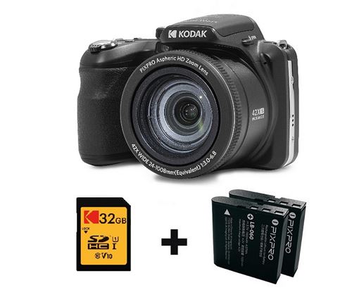 Appareil photo numérique Kodak PIXPRO AZ425 Noir + seconde batterie type LB060 + carte mémoire 32 Go État correct Kodak reconditionné disponible sur Fnac