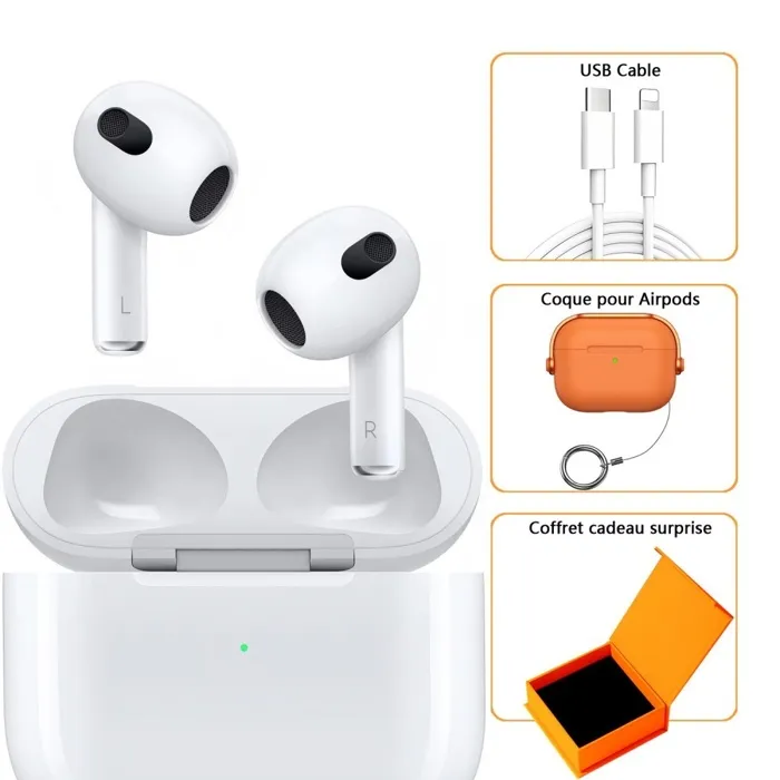 Apple AirPods (3e génération) avec Boîtier de charge Lightning - CASQUE - ECOUTEURS- Blanc Reconditionné Apple reconditionné disponible sur Cdiscount Seconde Vie