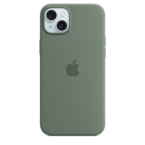 Apple Coque en silicone avec MagSafe pour iPhone 15 Plus Cyprès État correct Apple reconditionné disponible sur Fnac