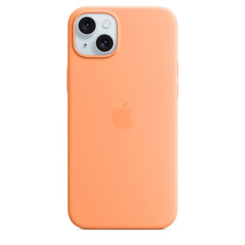 Apple Coque en silicone avec MagSafe pour iPhone 15 Plus Sorbet à l'orange État correct Apple reconditionné disponible sur Fnac