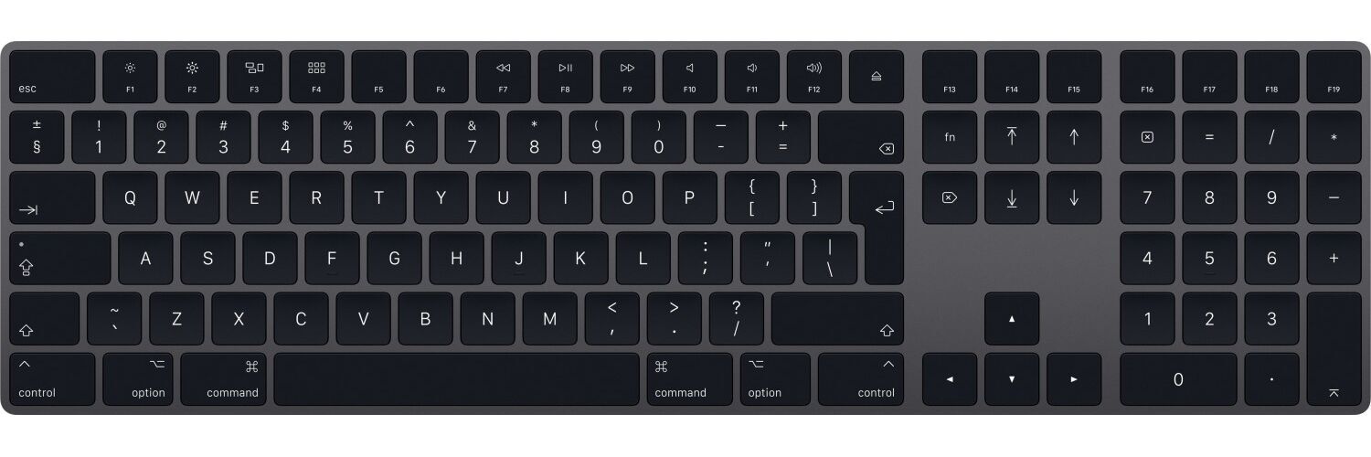 Apple Magic Keyboard 2017 avec pavé numérique Gris Sidéral FR Parfait état Apple reconditionné disponible sur Refurbed
