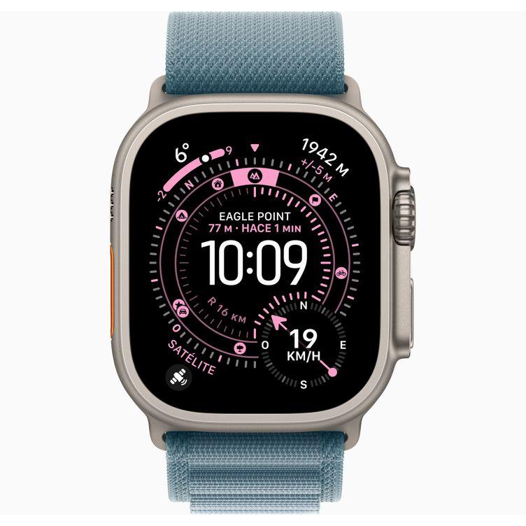 Voir photo 2 de Apple Watch (2025) GPS + Cellular 49 mm - Titane Naturel - Boucle Alpine Bleu | Dero Apple Watch (2025) GPS + Cellular 49 mm - Titane Naturel - Boucle Alpine Bleu Reconditionné Apple reconditionné photo 2 | Dero