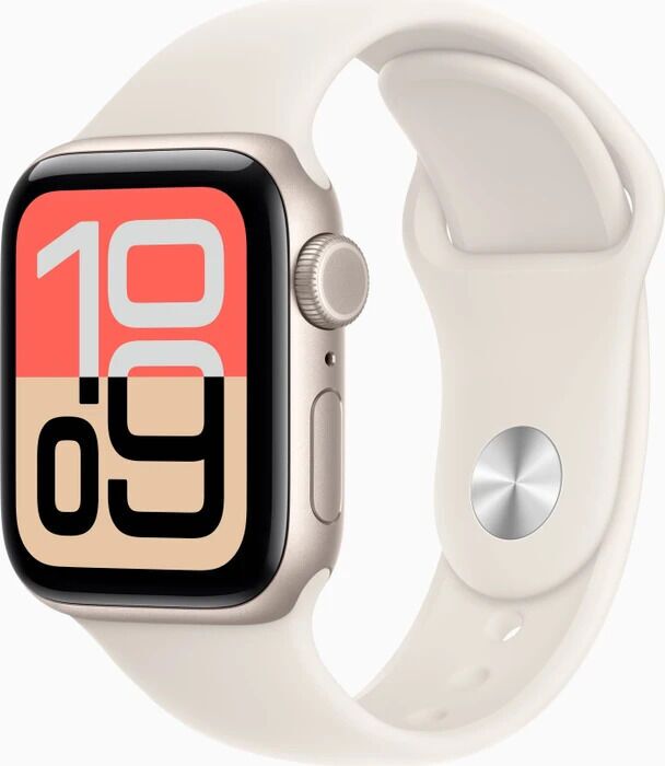 Apple Watch SE 3 40 mm (2025) GPS + Cellular Lumière Stellaire Bracelet sport Lumière Stellaire M/L Parfait état Apple reconditionné disponible sur Refurbed | Dero