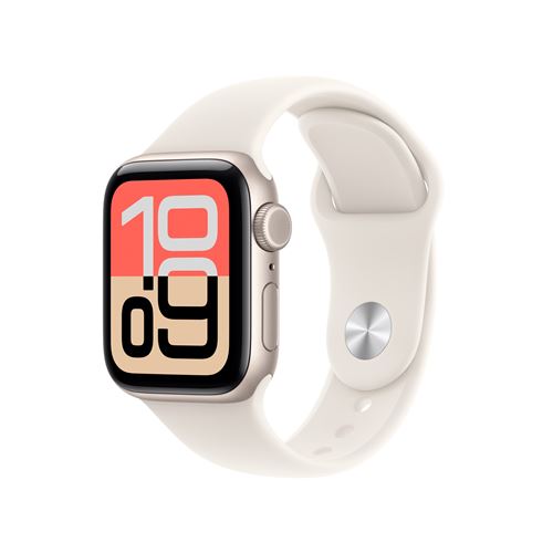 Apple Watch SE 3 GPS + Cellular 40mm Boitier en Aluminium Lumiere Stellaire avec Bracelet Sport Lumiere Stellaire - S/M État correct Apple reconditionné disponible sur Fnac