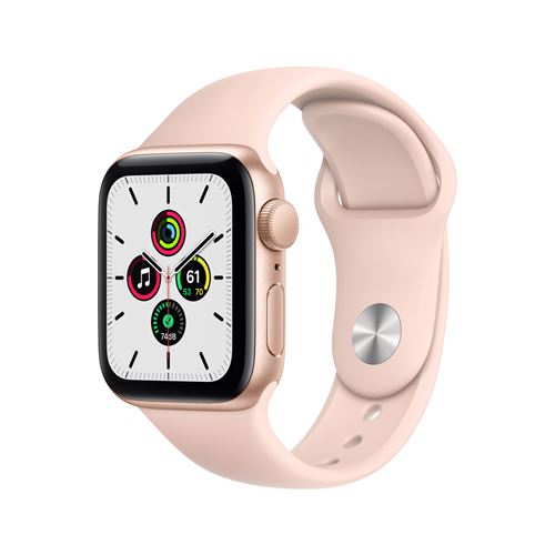 Apple Watch SE (GPS) - 40 mm - or-aluminium - montre intelligente avec bande sport - fluoroélastomère - sable rose - taille du bracelet : S/M/L - 32 Go - Wi-Fi, Bluetooth - 30.49 g État correct N/A reconditionné disponible sur Fnac