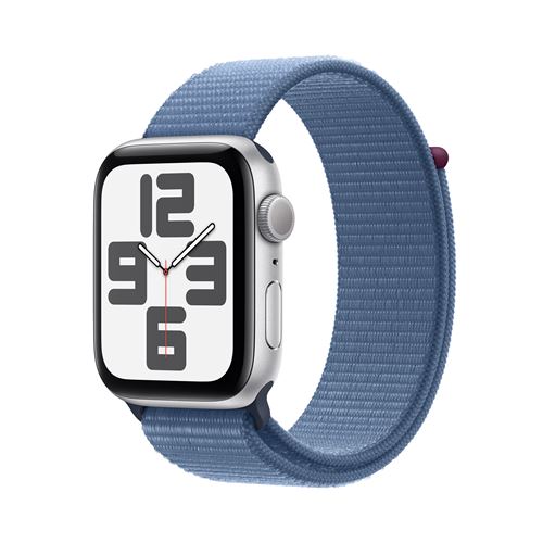 Apple Watch SE GPS Boîtier en Aluminium Argent de 44 mm avec Boucle Sport Bleu d'Hiver version 2023 État correct Apple reconditionné disponible sur Fnac