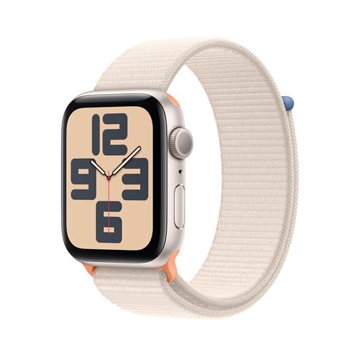 Apple Watch SE GPS Boîtier en Aluminium Lumière Stellaire de 44 mm avec Boucle Sport Lumière Stellaire version 2023 État correct Apple reconditionné disponible sur Fnac