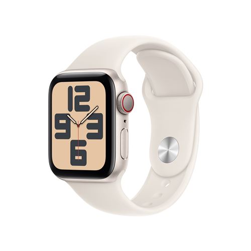 Apple Watch SE GPS + Cellular 40 mm Boîtier en Aluminium Lumière Stellaire avec Bracelet Sport Lumière Stellaire S/M version 2024 État correct reconditionné disponible sur Fnac