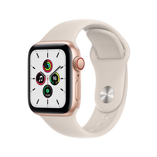Apple Watch SE GPS + Cellular, 40mm boitier aluminium or avec bracelet sport blanc État correct Apple reconditionné disponible sur Fnac