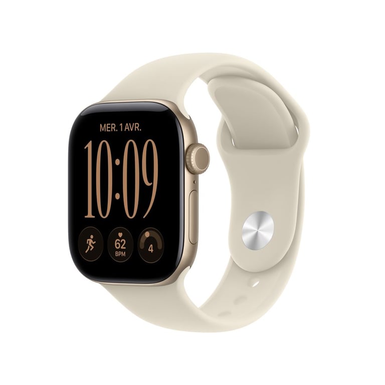 Apple Watch Serie 12 (GPS) Boitier de 42 mm en Aluminium Or clair avec bracelet sport Sable - S/M - Excellent état Parfait état Apple reconditionné disponible sur Pixmania | Dero