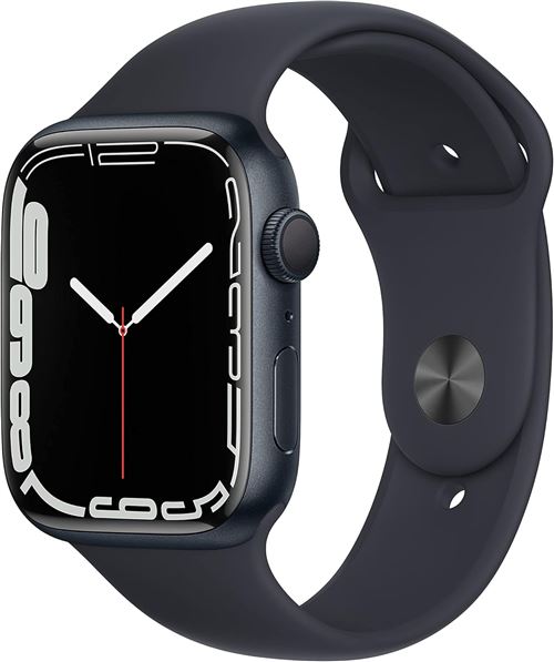 Apple Watch Serie 7 Boîtier en aluminium Minuit 45 mm avec Bracelet Minuit Reconditionné par Lagoona État correct Apple reconditionné disponible sur Fnac