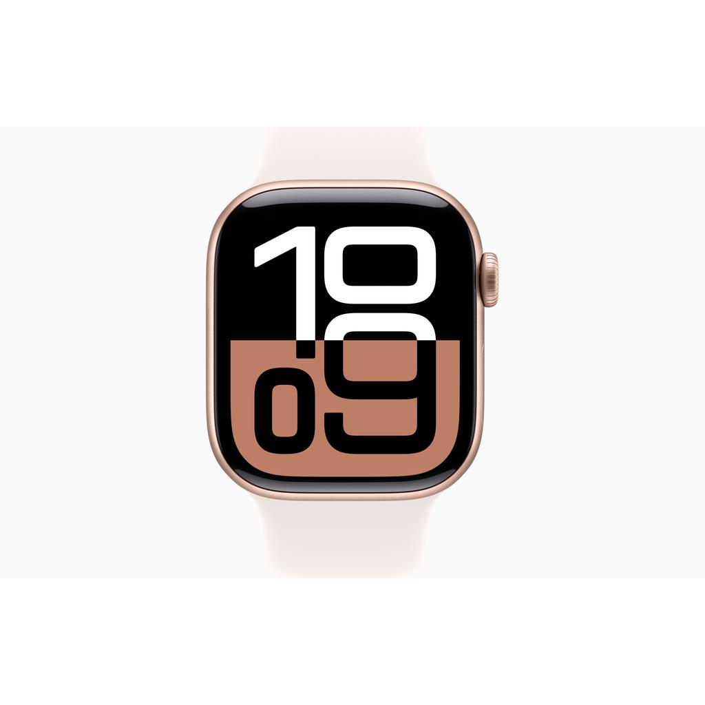 Voir photo 2 de Apple Watch Series 10 (2024) GPS + Cellular 42 mm - Aluminium Or rose - Bracelet sport Lumière stellaire | Dero Apple Watch Series 10 (2024) GPS + Cellular 42 mm - Aluminium Or rose - Bracelet sport Lumière stellaire Reconditionné Apple reconditionné photo 2 | Dero